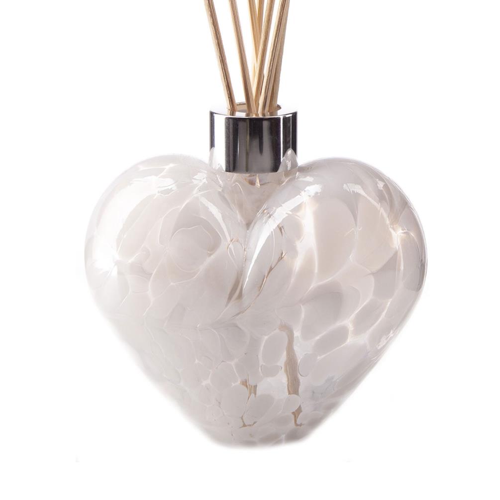 Amelia Art Glass Pearl White Heart Reed Diffuser Gift Set  Extra Image 1